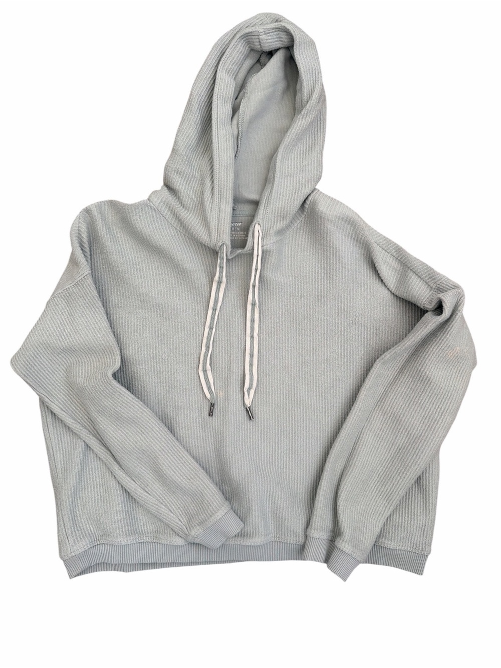Aerie Love Ribbed & Cropped Pullover Hoodie Sage Green Size Medium